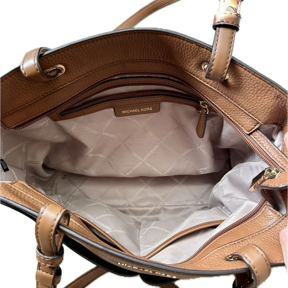Michael Kors Bedford Medium Top Zip Pocket Tote in color Luggage - Picture 2 of 6